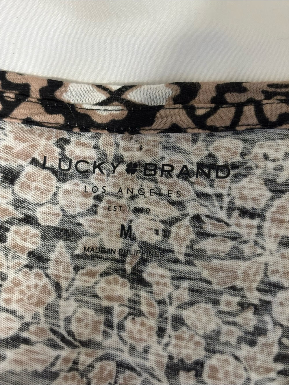 Lucky Brand Boho Floral Border Print Cotton Modal Tee Medium - Picture 2 of 9